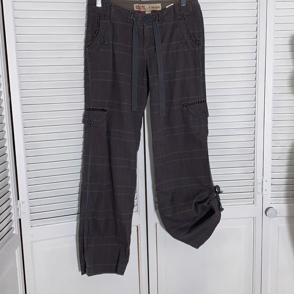 Vintage Y2K Gray Plaid  Low Rise Relaxed Mossimo Supply Co Cargo Pants Size 5